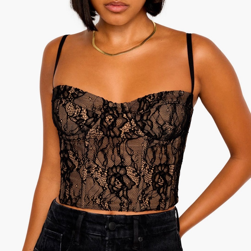 GOOD AMERICAN BLACK LACE BUSTIER LARGE - Picture 5 of 9
